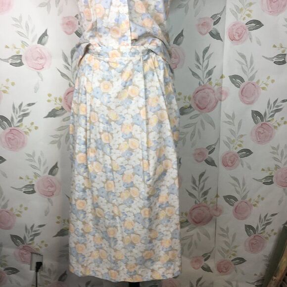 Vintage White 2 Piece Floral Midi Skirt Set womens 10 M Carriage Court Seperates - Picture 4 of 11